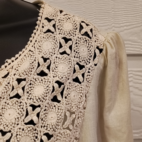 Malvin Hamburg Germany I love Linen Womens Blouse Sm Button Up Collar 100% Linen - Picture 5 of 11